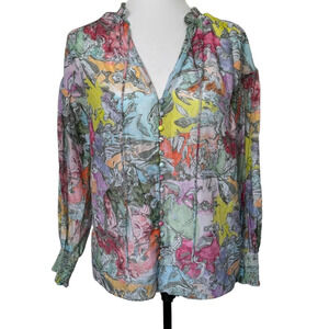 Alice + Olivia Silk Blouse Top Long Sleeve Cotton Size XS